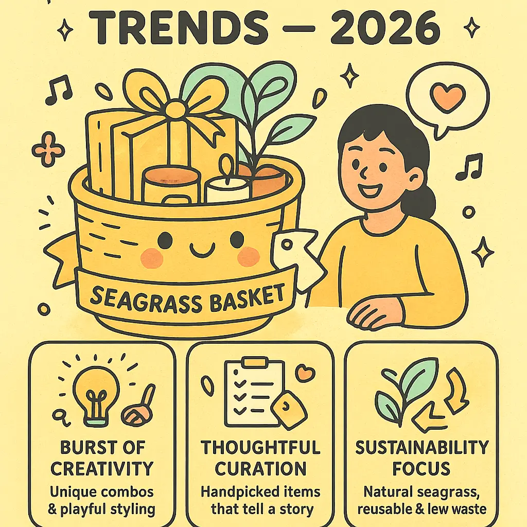 yellow basket gift - Seagrass