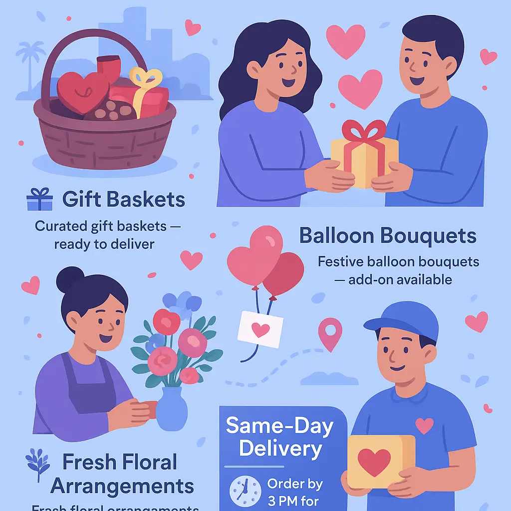 gift basket and floral - Valentine